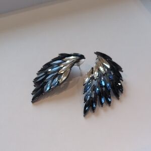 Elegant Black and Silver Wing Earrings